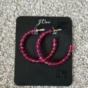 J. Crew Pink Beaded Hoop Earrings